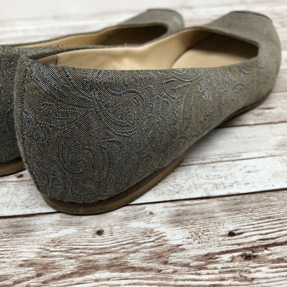 6.5 M Marchez Vous Italy XO Yeardley Paisley Brocade Blue Gray Ballet Flat Shoes - Picture 6 of 12